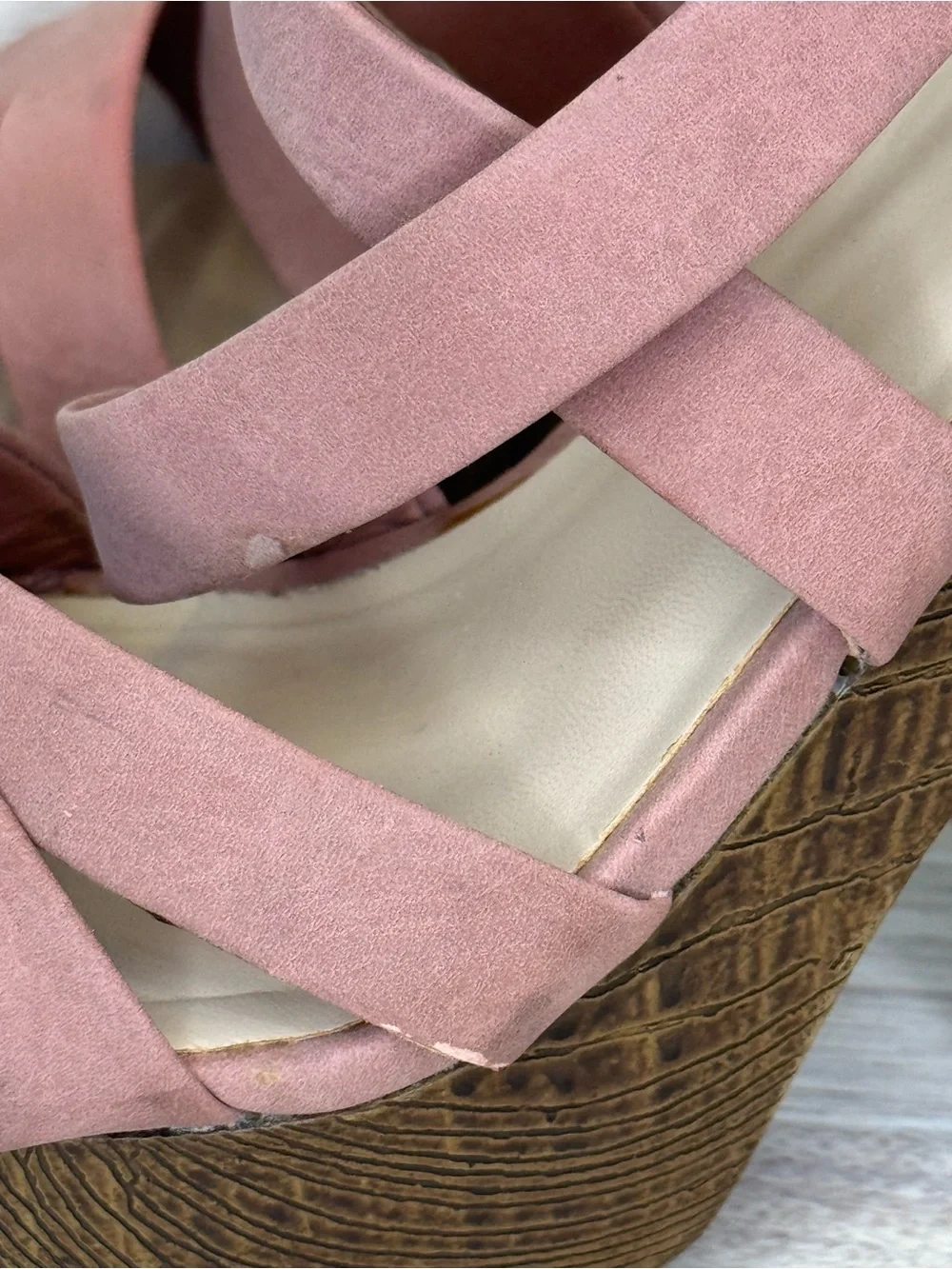 G by Guess Sissy Dusty Rose Faux Suede Wedge Heel/Platform Sandals